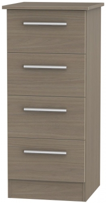 Product photograph of Contrast 4 Drawer Tall Chest - Toronto Walnut from Choice Furniture Superstore