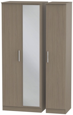 Product photograph of Contrast 3 Door Mirror Wardrobe - Toronto Walnut from Choice Furniture Superstore