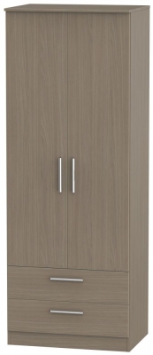 Product photograph of Contrast 2 Door 2 Drawer Wardrobe - Toronto Walnut from Choice Furniture Superstore