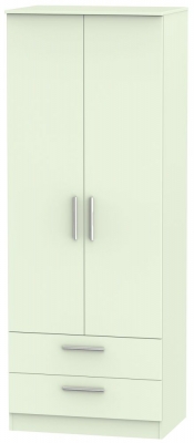 Product photograph of Contrast 2 Door 2 Drawer Wardrobe - Vanilla from Choice Furniture Superstore