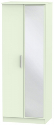 Product photograph of Contrast 2 Door Mirror Wardrobe - Vanilla from Choice Furniture Superstore