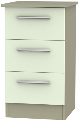 Product photograph of Contrast 3 Drawer Bedside Cabinet - Vanilla And Mushroom from Choice Furniture Superstore