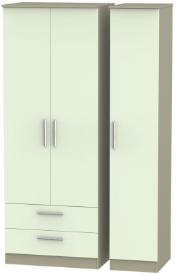 Product photograph of Contrast 3 Door 2 Drawer Wardrobe - Vanilla And Mushroom from Choice Furniture Superstore