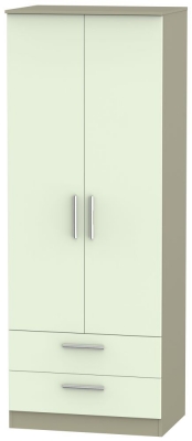 Product photograph of Contrast 2 Door 2 Drawer Wardrobe - Vanilla And Mushroom from Choice Furniture Superstore