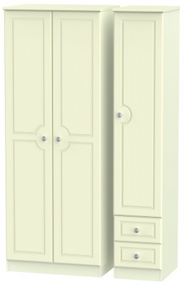 Product photograph of Pembroke Cream 3 Door 2 Right Drawer Tall Plain Wardrobe from Choice Furniture Superstore