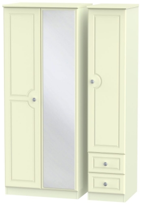 Product photograph of Pembroke Cream 3 Door 2 Right Drawer Mirror Wardrobe from Choice Furniture Superstore