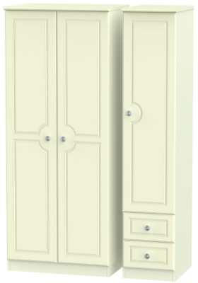 Product photograph of Pembroke Cream 3 Door 2 Right Drawer Plain Wardrobe from Choice Furniture Superstore