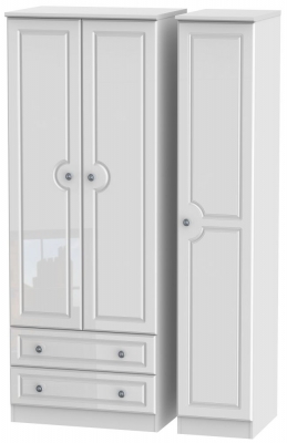 Product photograph of Pembroke High Gloss White 3 Door 2 Drawer Tall Wardrobe from Choice Furniture Superstore