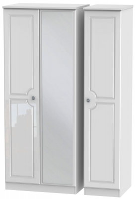 Product photograph of Pembroke High Gloss White 3 Door Mirror Wardrobe from Choice Furniture Superstore