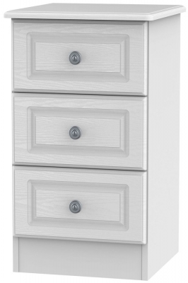 Pembroke White 3 Drawer Bedside Cabinet