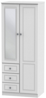 Pembroke 2 Door 3 Drawer Wardrobe - Comes in White, Cream and High Gloss White Options