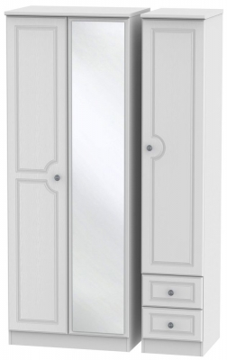 Product photograph of Pembroke 3 Door 2 Right Drawer Tall Mirror Wardrobe - Comes In White Cream And High Gloss White Options from Choice Furniture Superstore