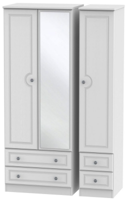 Product photograph of Pembroke White 3 Door 4 Drawer Tall Mirror Wardrobe from Choice Furniture Superstore