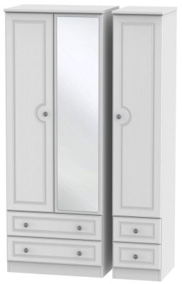 Pembroke White 3 Door 4 Drawer Tall Mirror Wardrobe