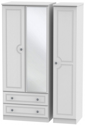 Product photograph of Pembroke 3 Door 2 Left Drawer Mirror Wardrobe - Comes In White Cream And High Gloss White Options from Choice Furniture Superstore