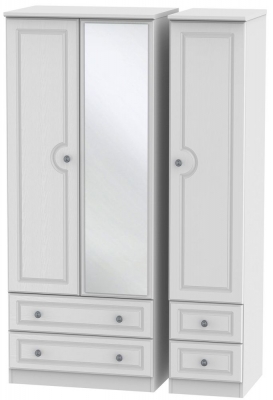 Pembroke 3 Door 4 Drawer Mirror Wardrobe - Comes in White, Cream and High Gloss White Options