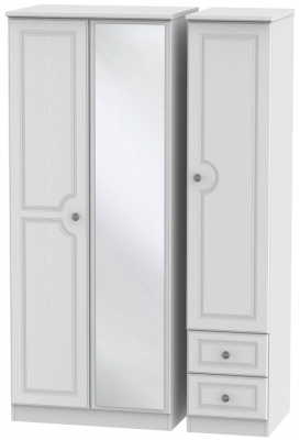 Product photograph of Pembroke 3 Door 2 Right Drawer Mirror Wardrobe - Comes In White Cream And High Gloss White Options from Choice Furniture Superstore