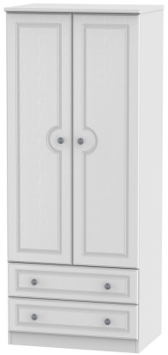 Pembroke 2 Door 2 Drawer 2ft 6in Wardrobe - Comes in White, Cream and High Gloss White Options
