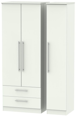 Product photograph of Sherwood Porcelain Matt 3 Door 2 Left Drawer Tall Wardrobe from Choice Furniture Superstore