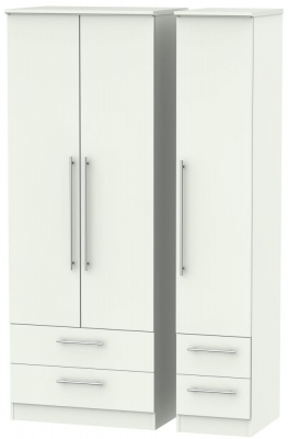 Product photograph of Sherwood Porcelain Matt 3 Door 4 Drawer Tall Wardrobe from Choice Furniture Superstore