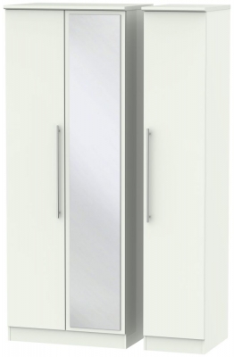 Product photograph of Sherwood Porcelain Matt 3 Door Tall Mirror Wardrobe from Choice Furniture Superstore