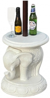 Bali Elephant Parasol Base With Drinks Table