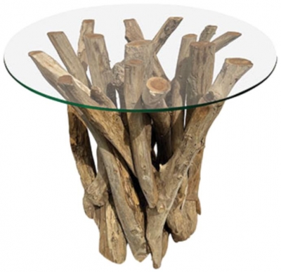 Product photograph of Root Driftwood Side Table With 60cm Glass from Choice Furniture Superstore