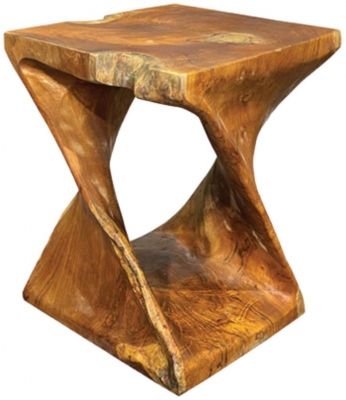Product photograph of Teak Root Driftwood Twist Lamp Table Stool from Choice Furniture Superstore