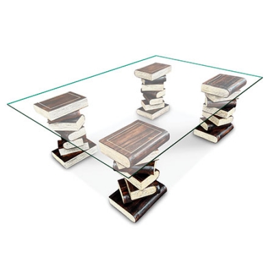 Bookstack Coffee Table With 120 X 90cm Glass