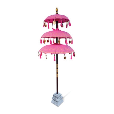 Product photograph of Bali Ceremonial Triple Parasol Bubblegum Pink And Gold from Choice Furniture Superstore