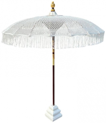 Product photograph of Bali White Macrame Sun Parasol 2m from Choice Furniture Superstore