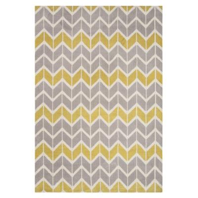 Asiatic Contemporary Design Arlo Chevron Lemon And Grey Rug 200cm X 300cm