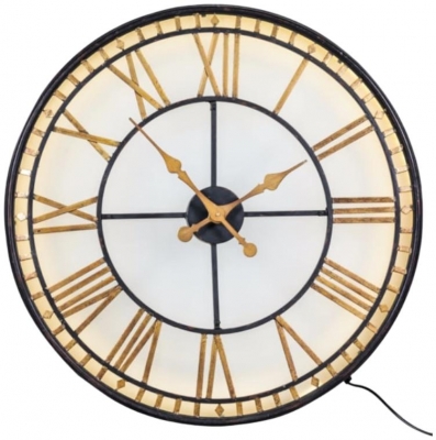 Black And Gold Back Lit Glass Westminster Wall Clock 81cm X 81cm