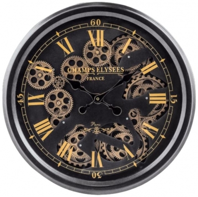Black And Gold Medium Moving Gears Wall Clock 525cm X 525cm