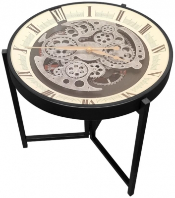 Product photograph of Industrial Multi Coloured Moving Gears Clock Side Table- 60cm X 58 5cm from Choice Furniture Superstore
