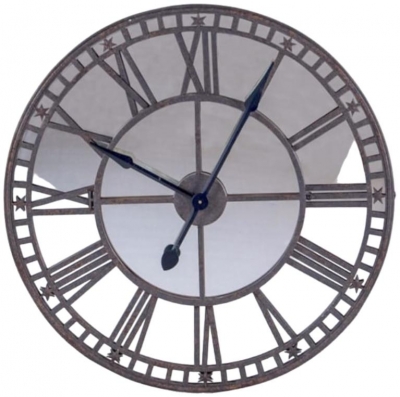 Product photograph of Large Antiqued Clock With Mirror Face - 81cm X 81cm from Choice Furniture Superstore