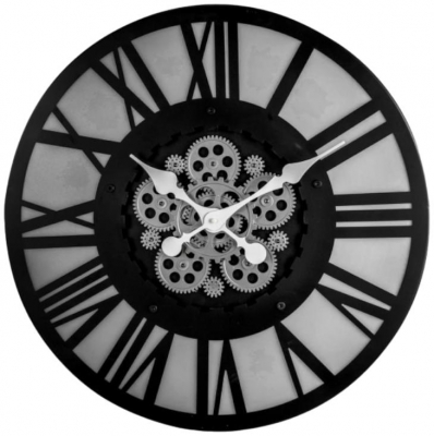 Product photograph of Large Black Skeleton Backlit Moving Gears Wall Clock - 60cm X 60cm from Choice Furniture Superstore