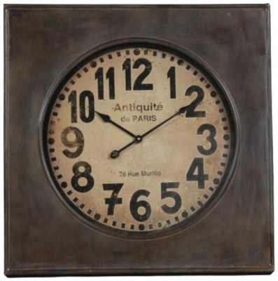 Large Square Industrial Antiquite De Paris Wall Clock 80cm X 80cm