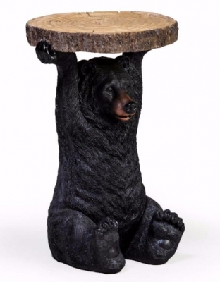 Product photograph of Black Bear Holding Trunk Slice Side Table from Choice Furniture Superstore