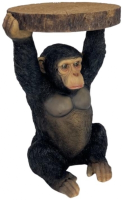 Chimpanzee Holding Trunk Slice Side Table