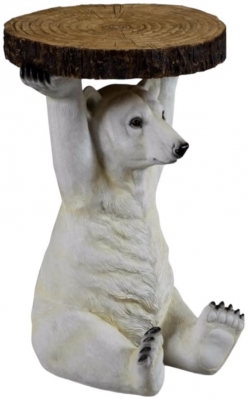 Product photograph of Polar Bear Holding Trunk Slice Side Table from Choice Furniture Superstore