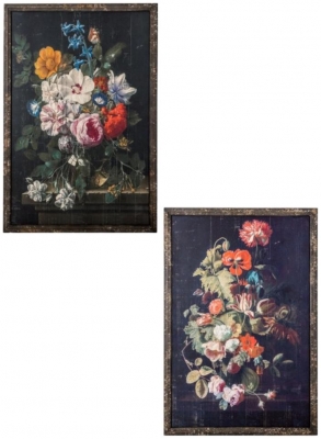 Product photograph of Set Of 2 Antiqued Multi Coloured Boho Floral Wall Prints from Choice Furniture Superstore