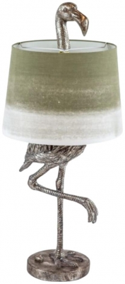 Product photograph of Antique Silver Flamingo Table Lamp With Sage Fade Shade from Choice Furniture Superstore