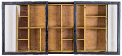 Product photograph of Antiqued Black Sliding Door Wall Cabinet from Choice Furniture Superstore