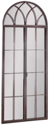Product photograph of Antiqued Tall Arch Window Metal Mirror - 75cm X 180cm from Choice Furniture Superstore