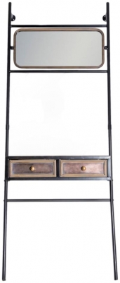 Product photograph of Black And Antique Gold Orwell Industrial Console Unit With Mirror from Choice Furniture Superstore
