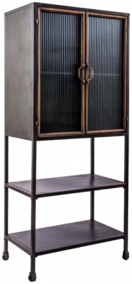 Product photograph of Black And Antique Gold Orwell Tall Cabinet With Shelves from Choice Furniture Superstore