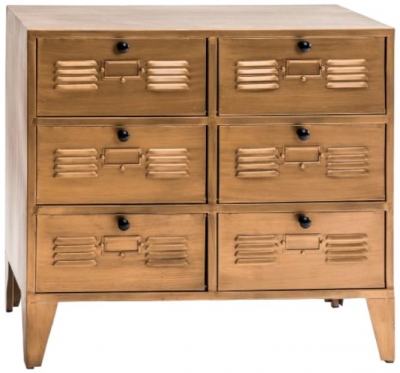 Product photograph of Brushed Antique Gold Multi Drawer Side Cabinet from Choice Furniture Superstore