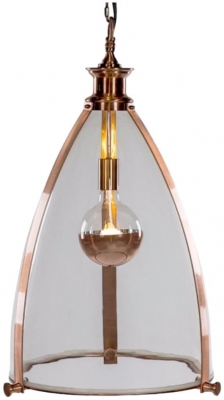 Copper And Glass Large Lantern Ceiling Light