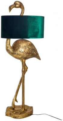 Flamingo Floor Lamp With Green Velvet Shade